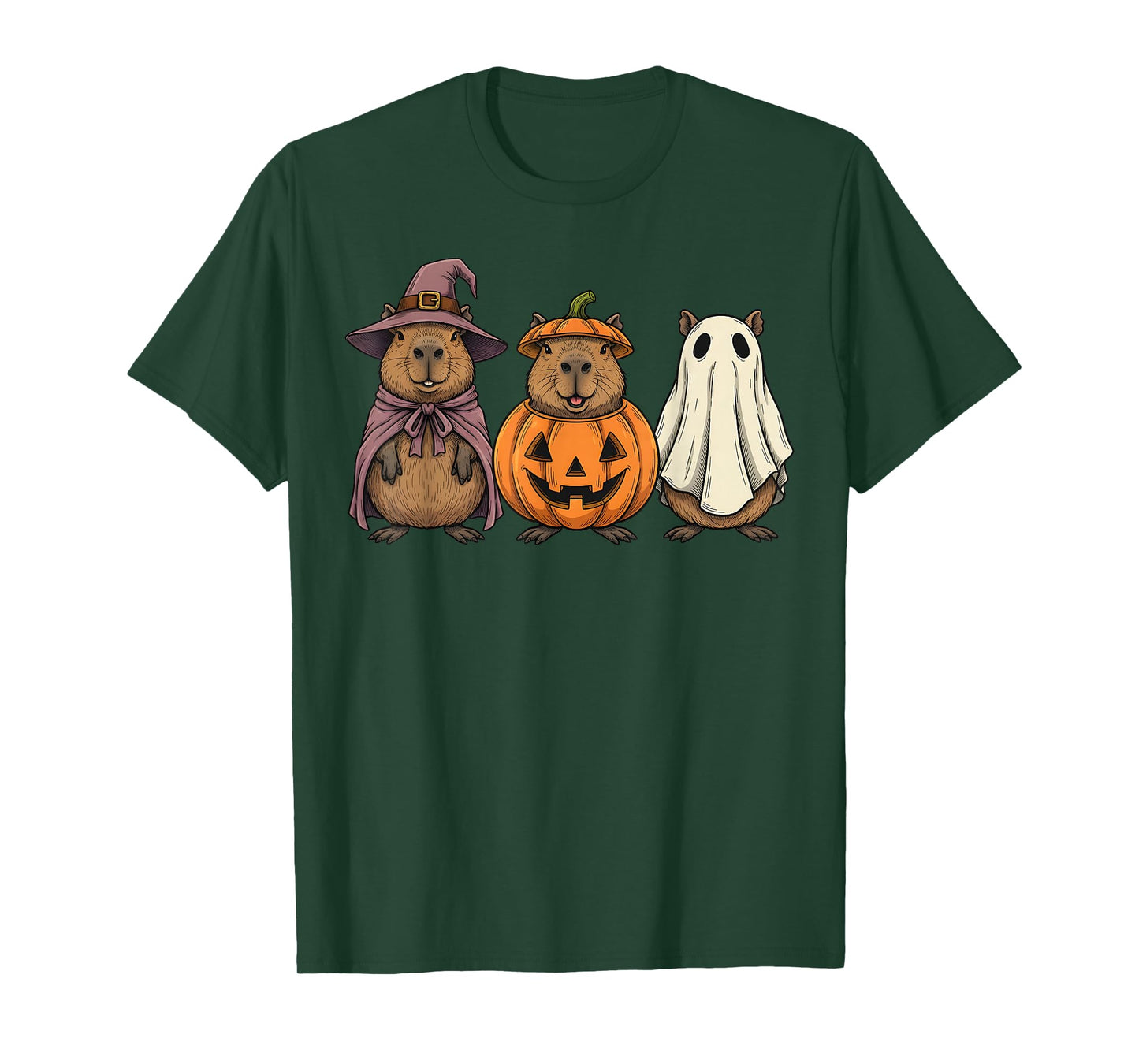 Spooky Ghost Capybara Lover Pumpkin Halloween T-Shirt