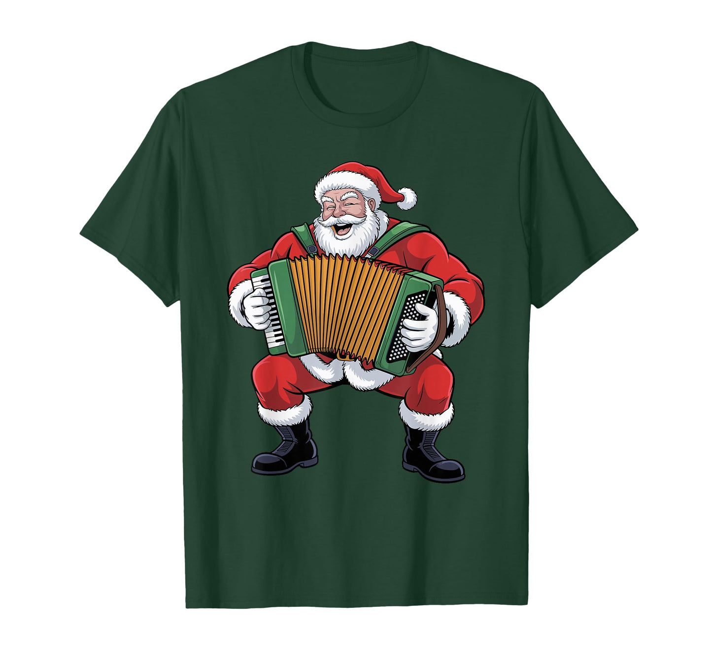 Santa Playing Accordion Funny Holiday Chrismas Xmas Pajama T-Shirt
