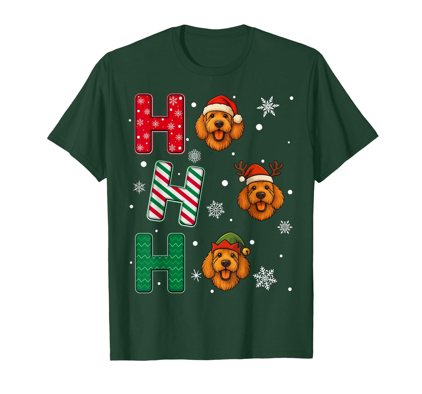 Ho Ho Ho Goldendoodle Dog Matching Christmas Santa Elf Xmas T-Shirt