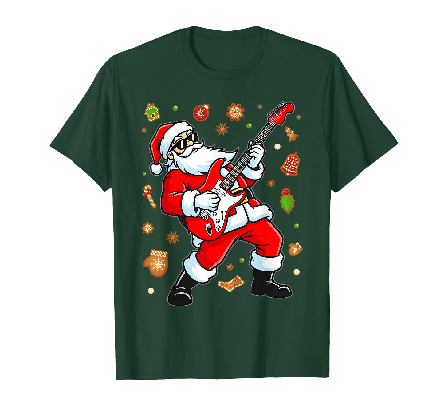 Santa Playing Guitar Christmas Pajama Musician Guitarist T-Shirt