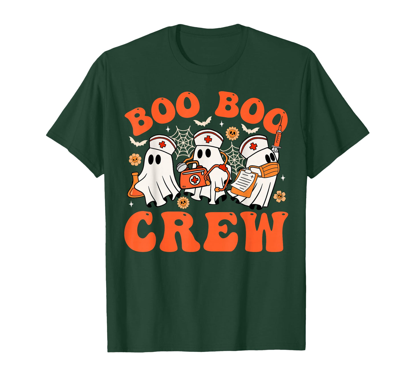 Boo-Boo Crew Nurse Ghost Scrub Top Nursing Halloween Costume T-Shirt