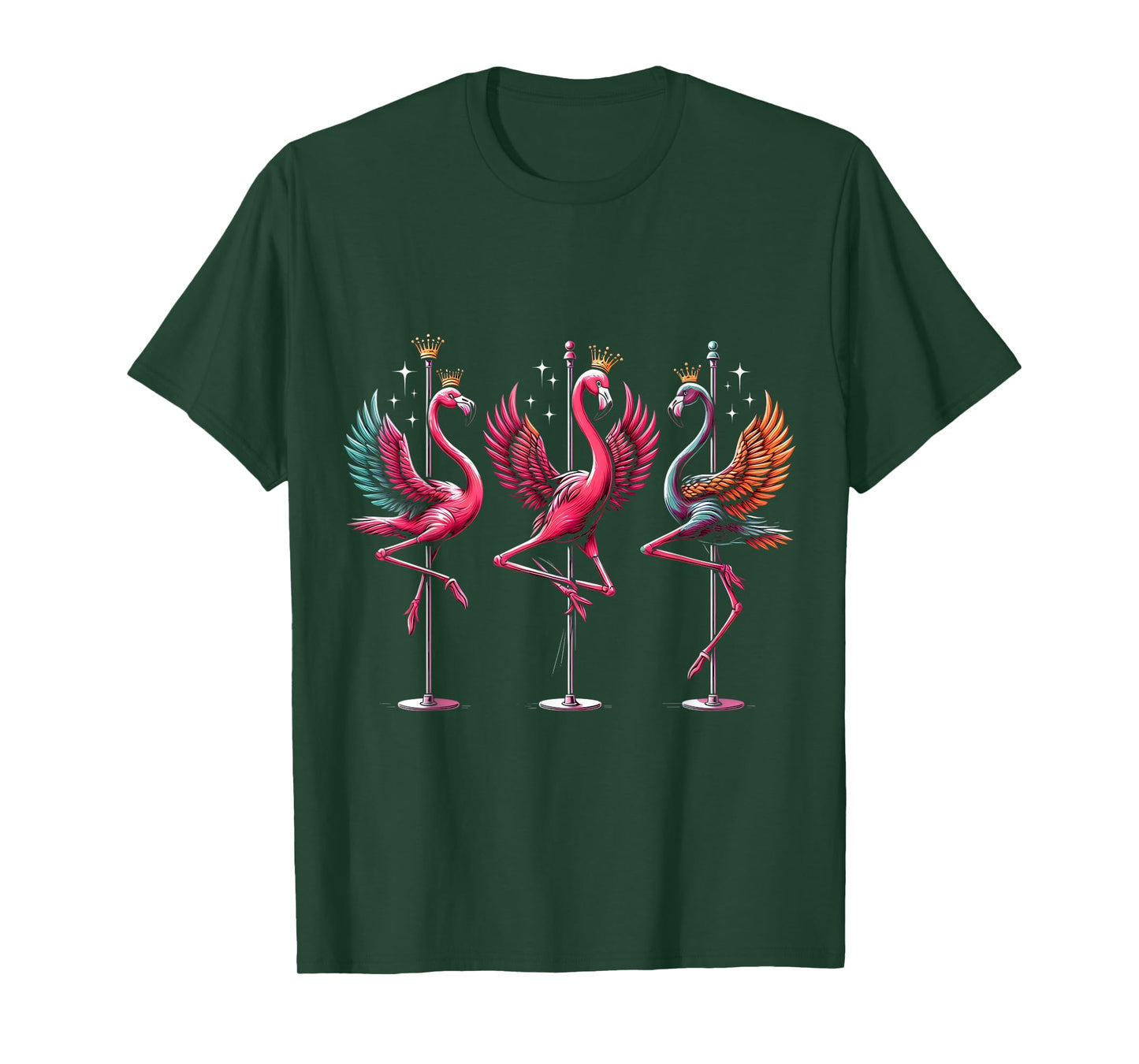 Funny Pole Dancing Flamingo, Dancing Womens Fitness T-Shirt