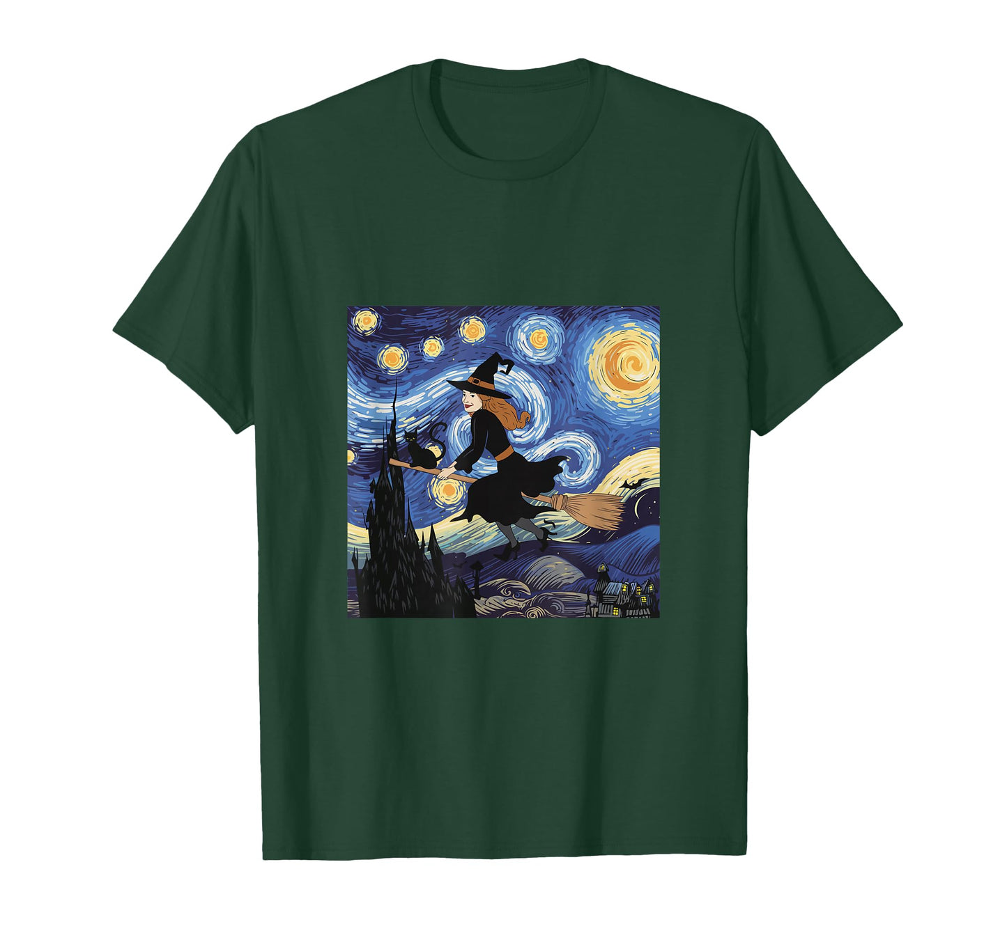 Cat Starry Night Van Gogh Halloween T-Shirt
