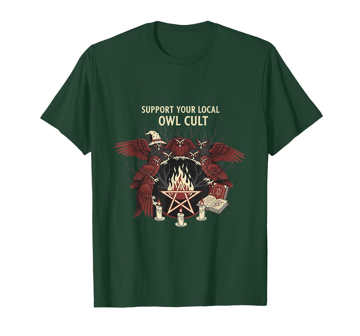 Owl Cult Funny Occult Witches Halloween Spooky Graphic T-Shirt