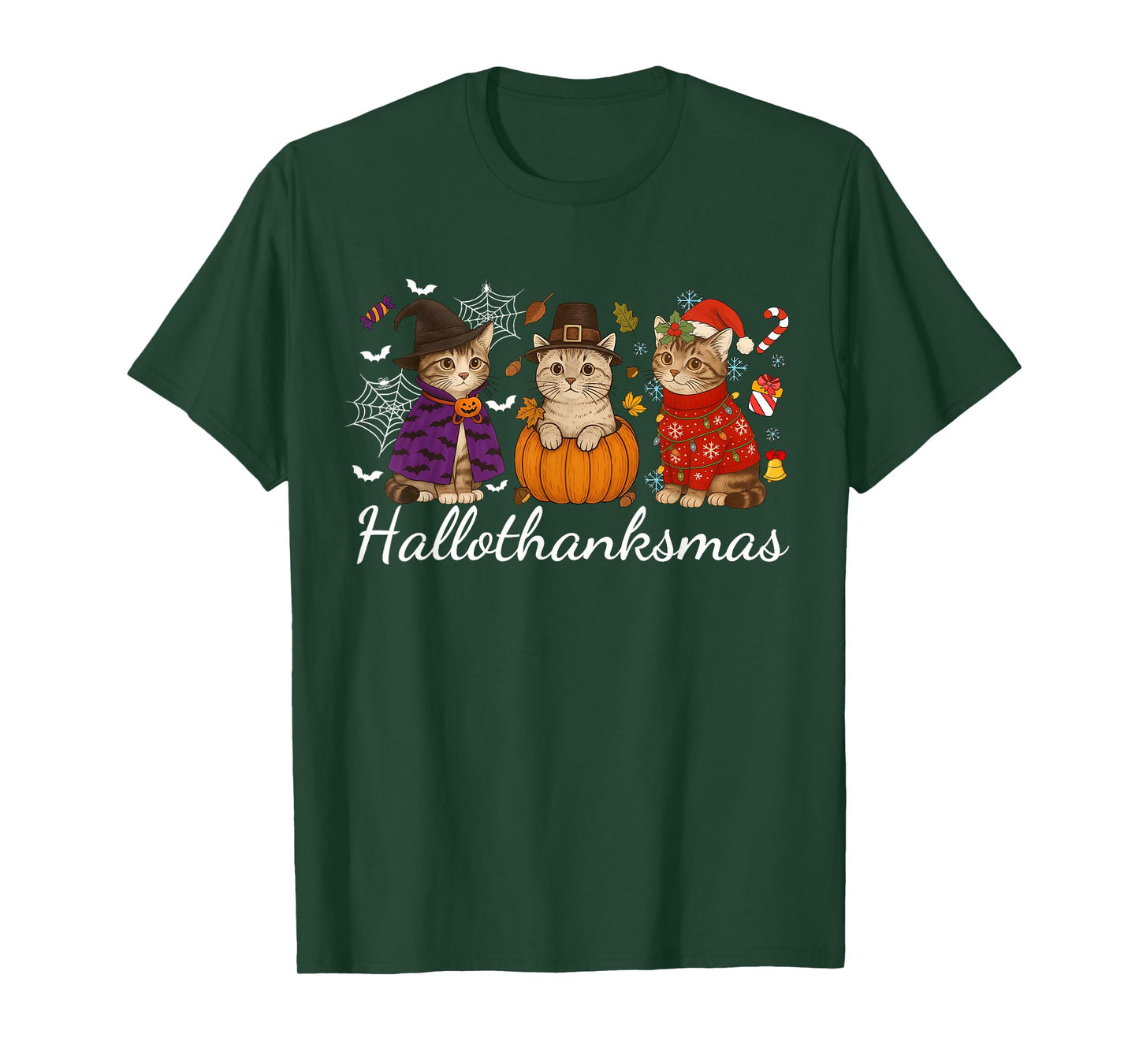 Hallothanksmas Cats Cat Lovers Costume Men Women Kids T-Shirt