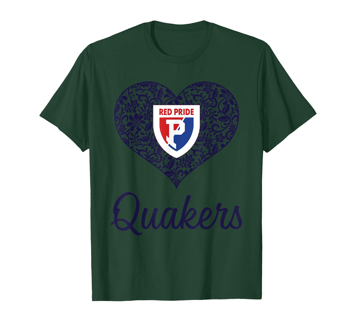 Plainfield Quakers Logo Lace Heart HS T-Shirt