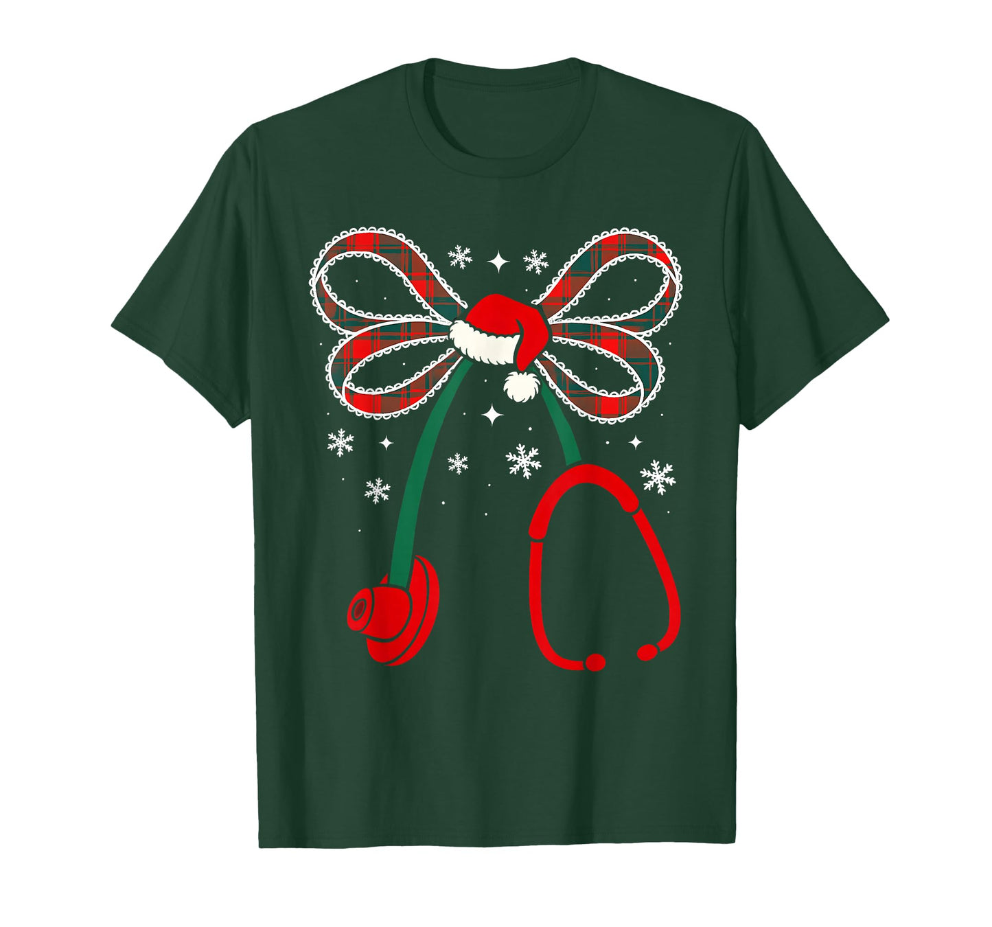 Nurse Coquette Bow Stethoscope Nursing Xmas Pjs Christmas T-Shirt