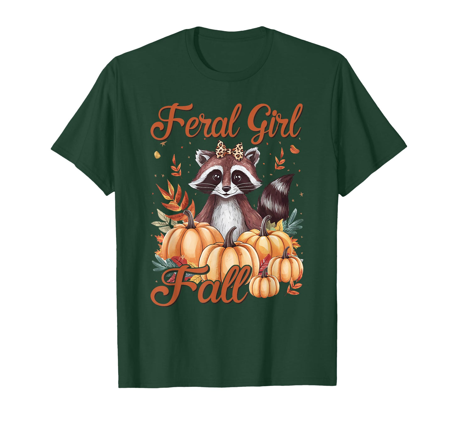 Feral Girl Fall Shirt Raccoon Pumpkin Season Cozy Autumn T-Shirt
