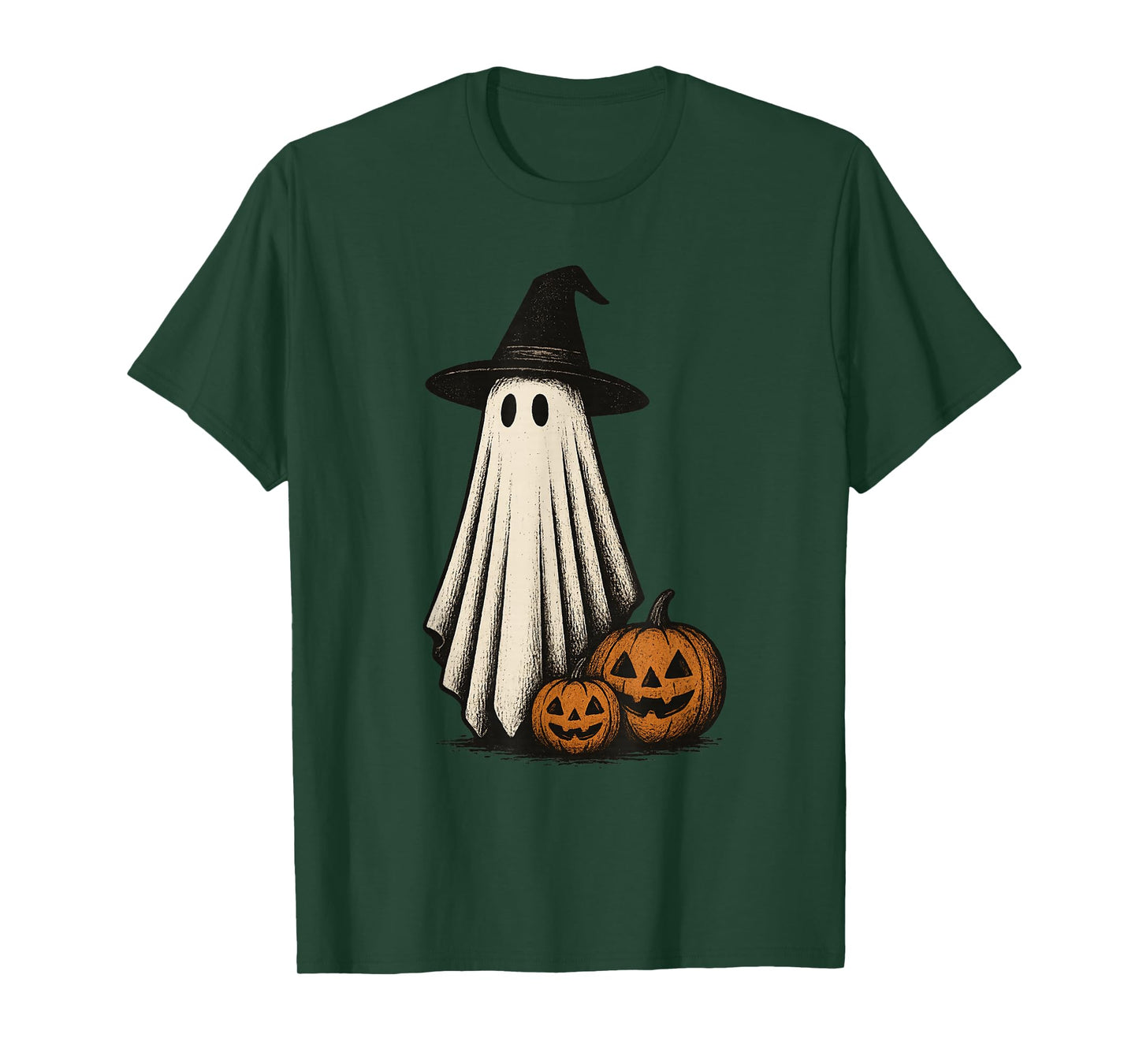 Vintage Ghost with Pumpkins Halloween Retro Spooky Graphic T-Shirt