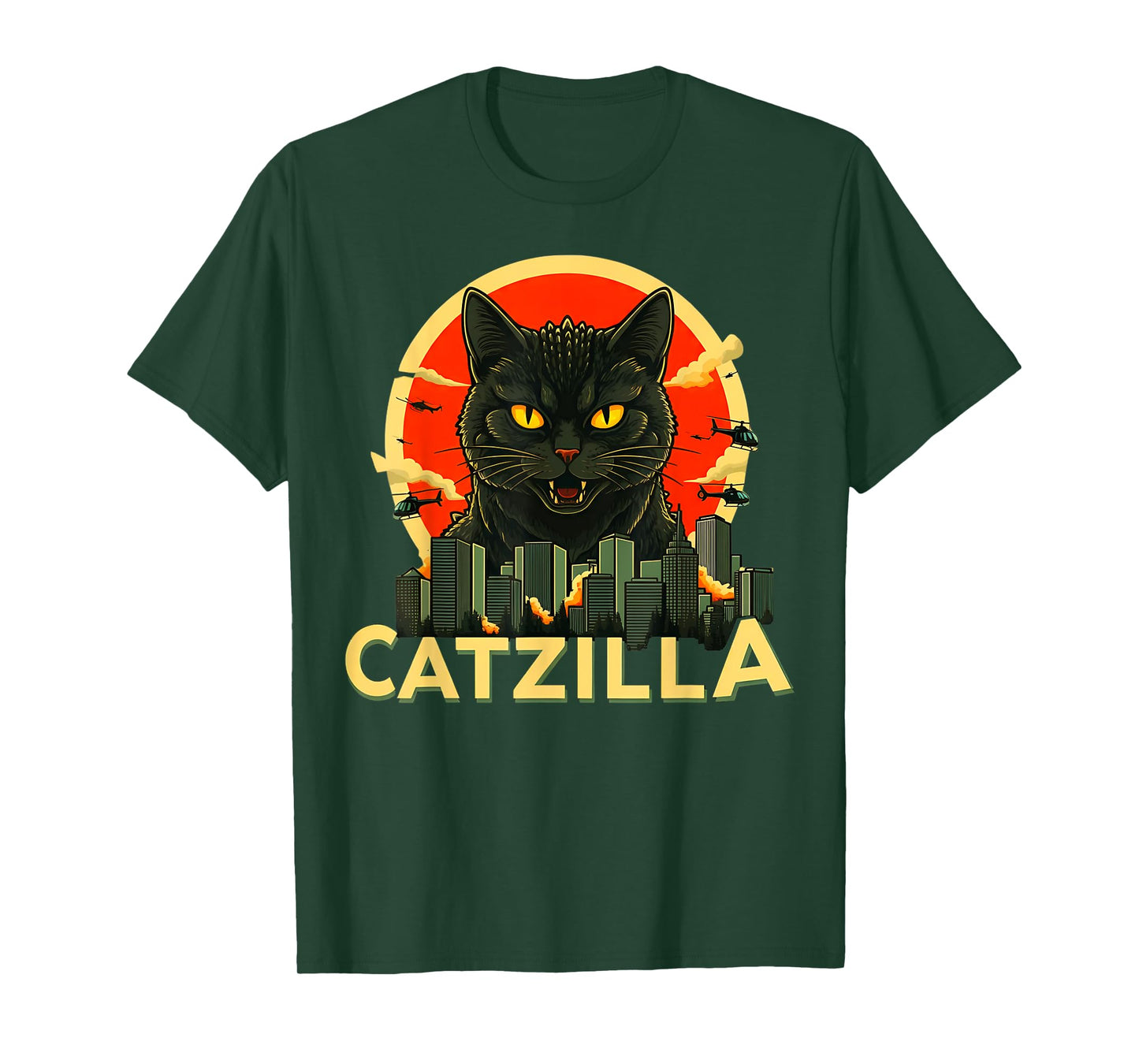 Catzilla Cat Japanese Art Funny Cat Gifts For Men Women Kid T-Shirt
