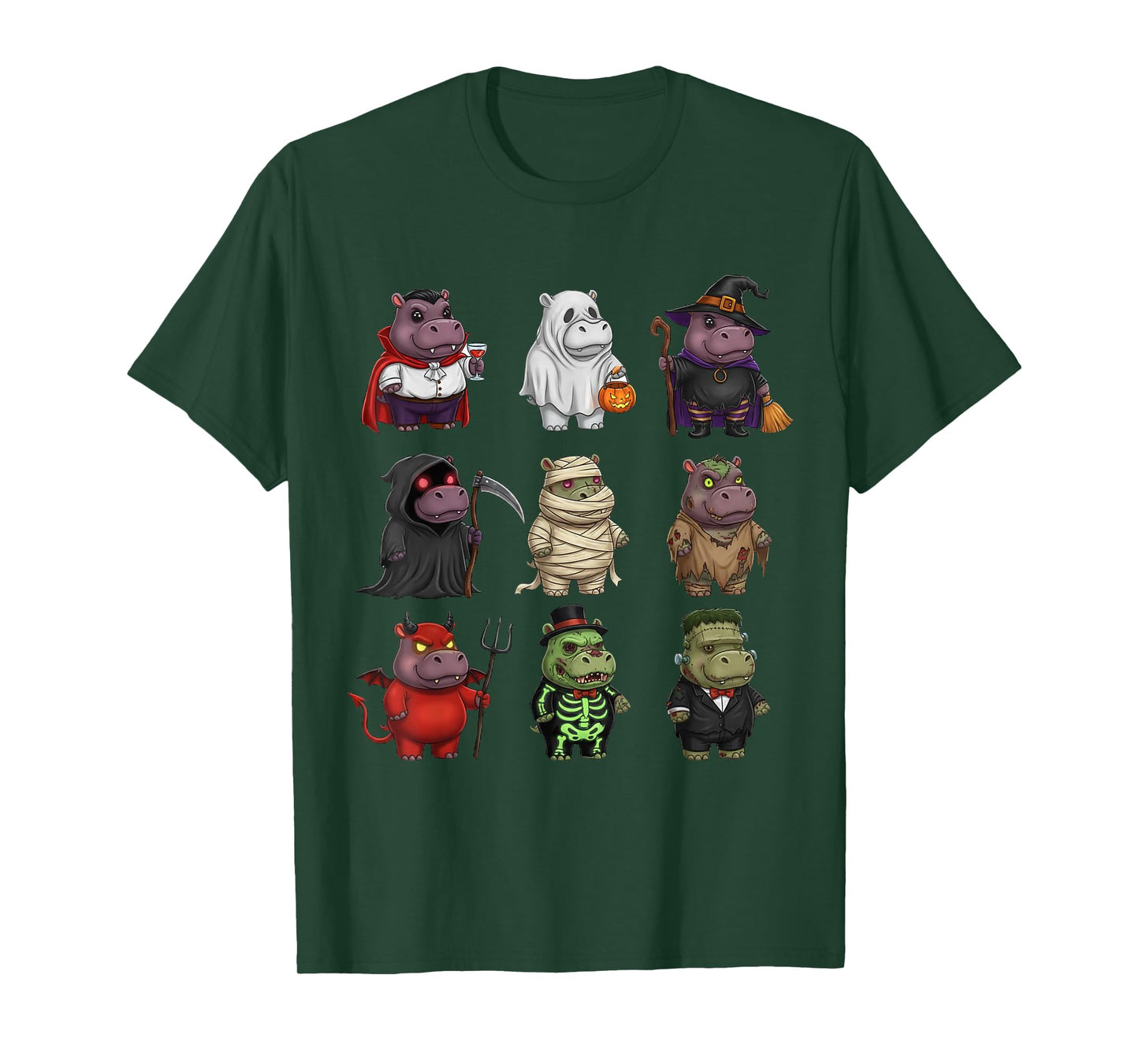 Cute Hippo Halloween Costume Characters Funny Spooky T-Shirt