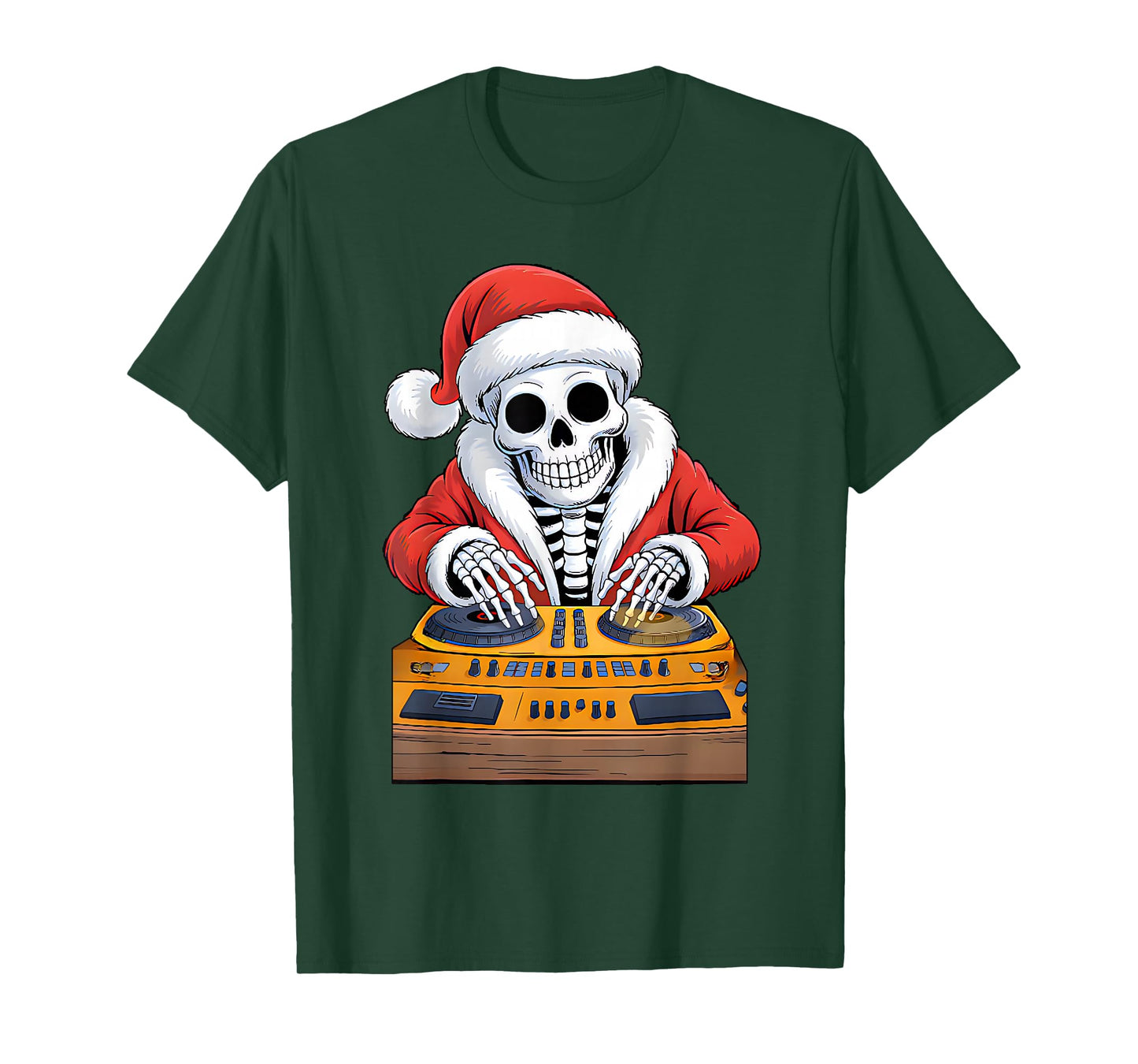 Xmas Santa Skeleton Playing Dj Funny Christmas Boys Kids T-Shirt