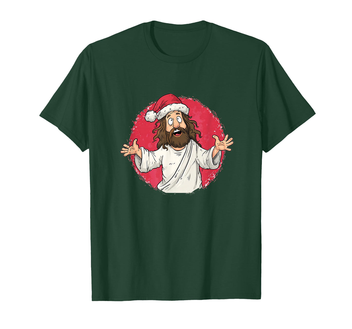 Funny Jesus Cartoon with Santa Hat for Cool Xmas Night T-Shirt