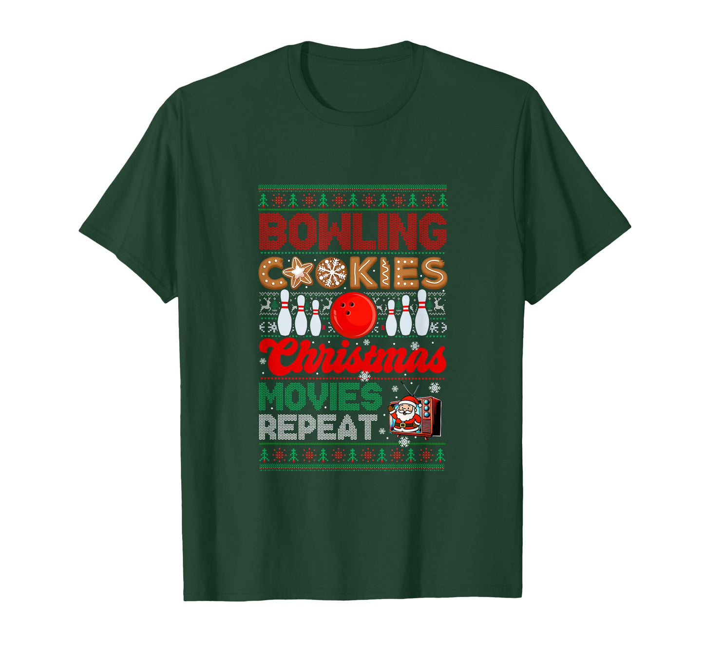 Bowling Cookies Christmas Movies Repeat Sweater Player T-Shirt