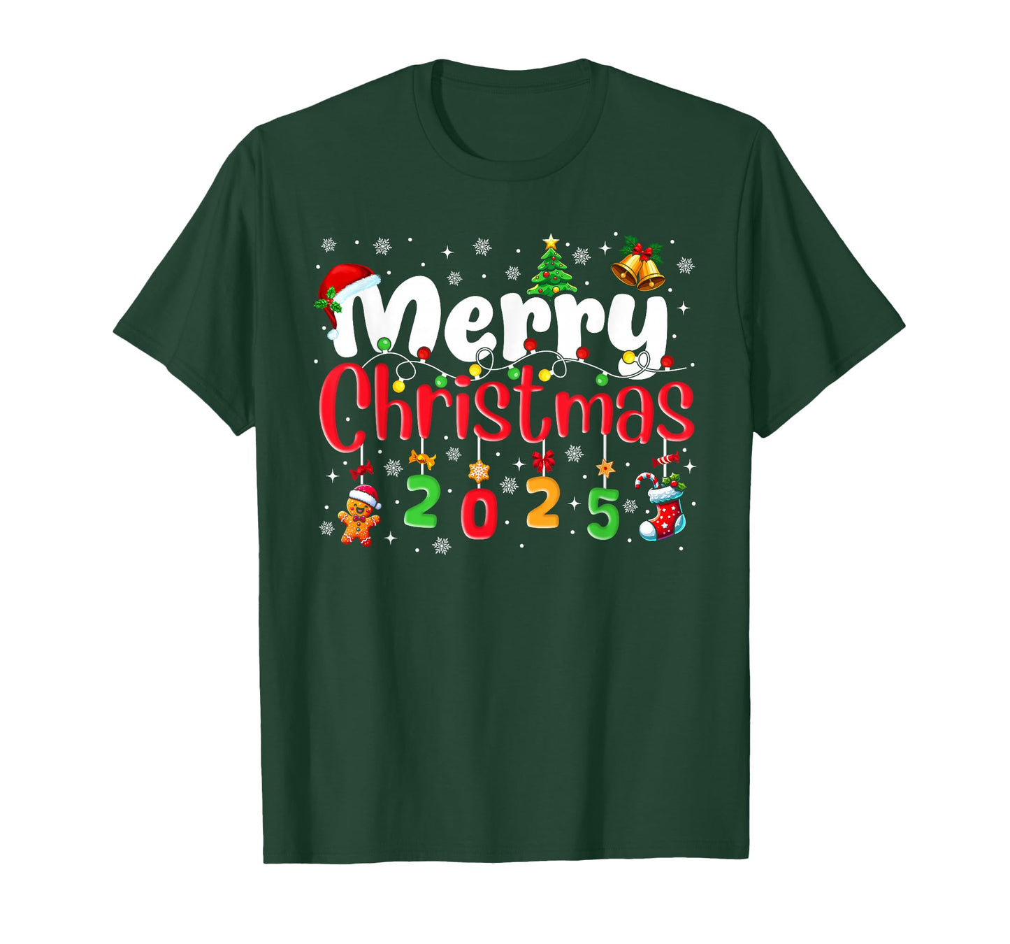 Merry Christmas 2025 Santa Hat Xmas Family Men Women Kids T-Shirt