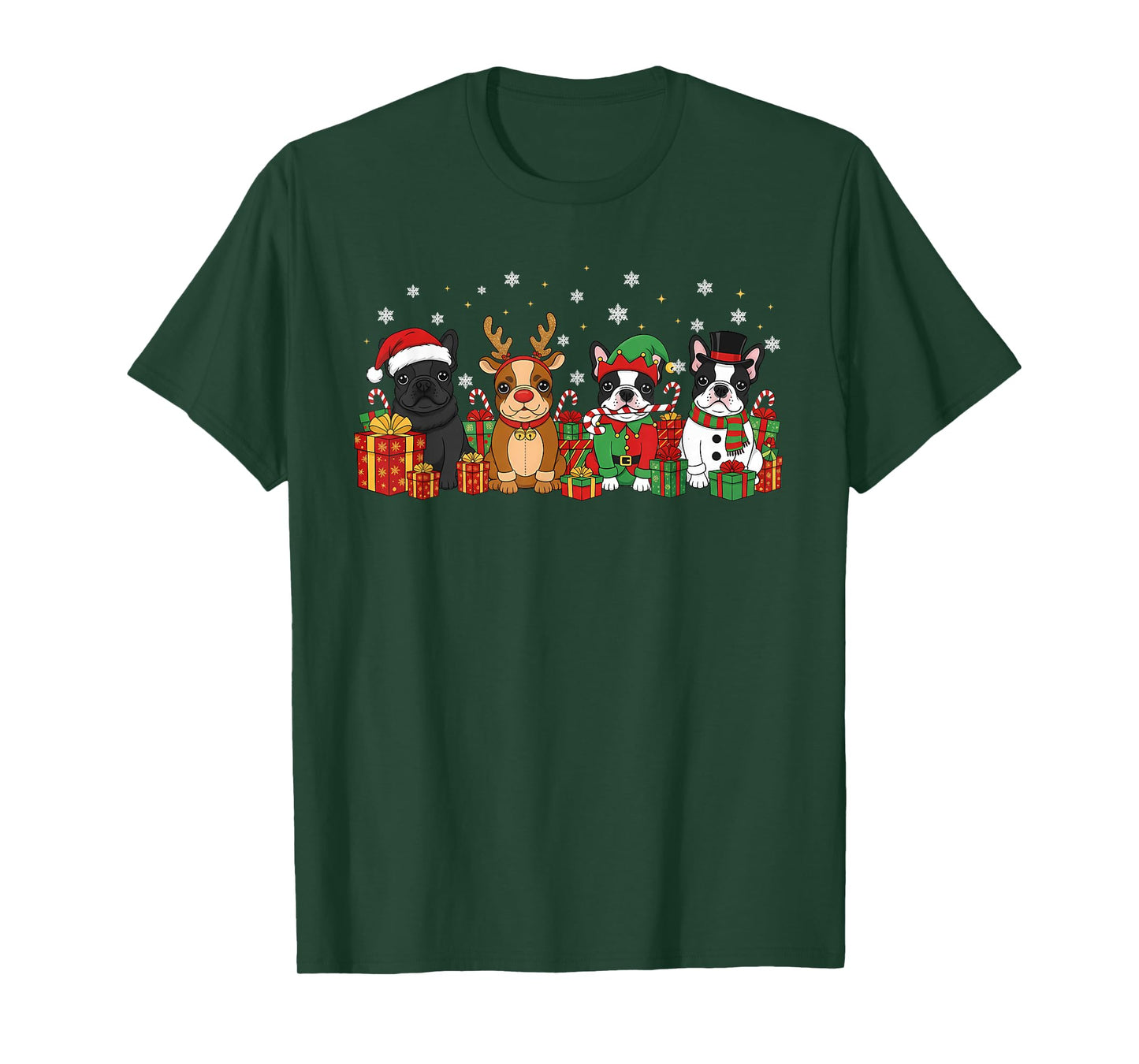 Christmas Dog French Bulldog Xmas Dog Lover Men Women Kids T-Shirt