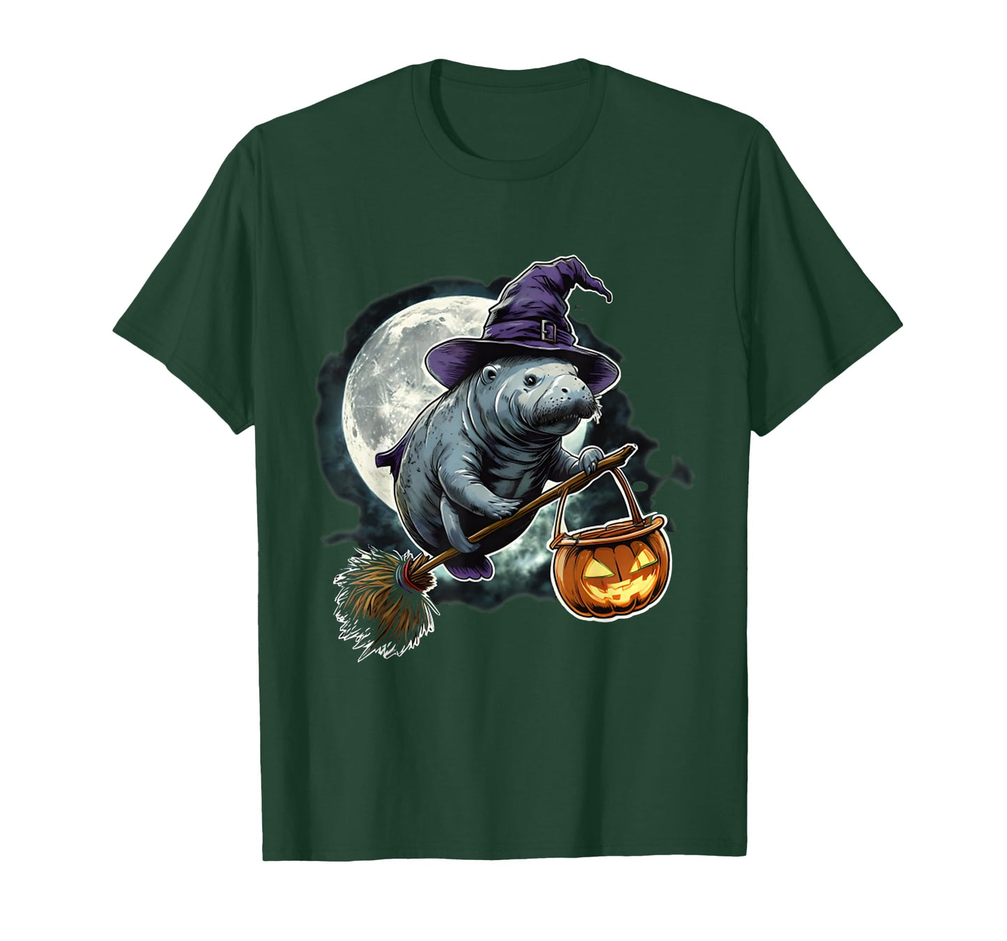 Manatee Witch Hat Pumpkin Halloween Costume Men Women Kids T-Shirt