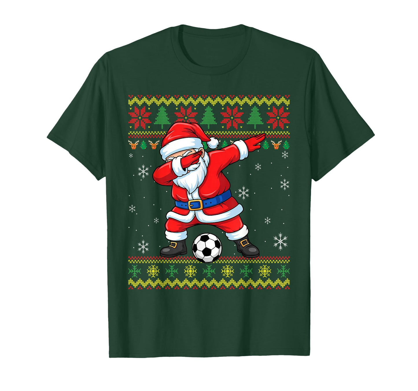 Santa Claus Soccer Dabbing Ugly Christmas Boys Kids Youth T-Shirt