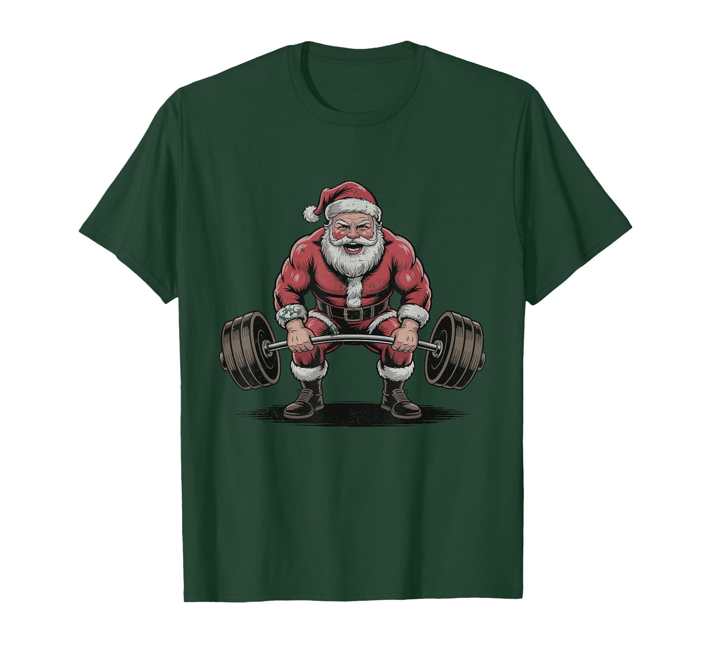 Santa Weightlifting Retro Christmas Holiday Vintage 90s T-Shirt