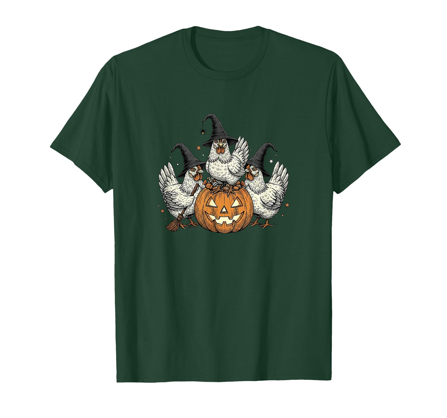 Funny Halloween Chicken Witch Farmhouse Fall Spooky Season T-Shirt