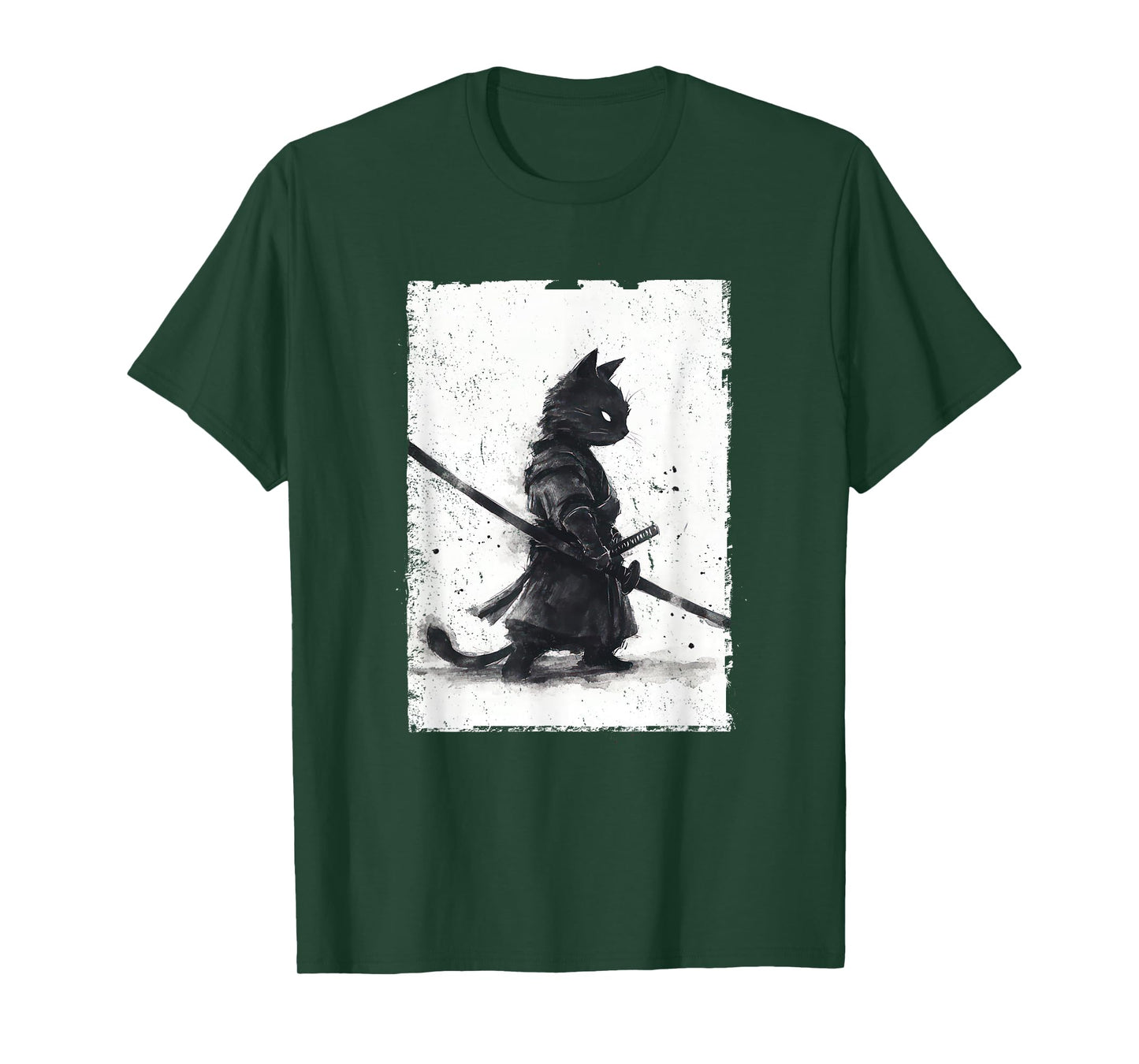 Vintage Samurai Cat Graphic Art Japanese Ukiyo-e T-Shirt