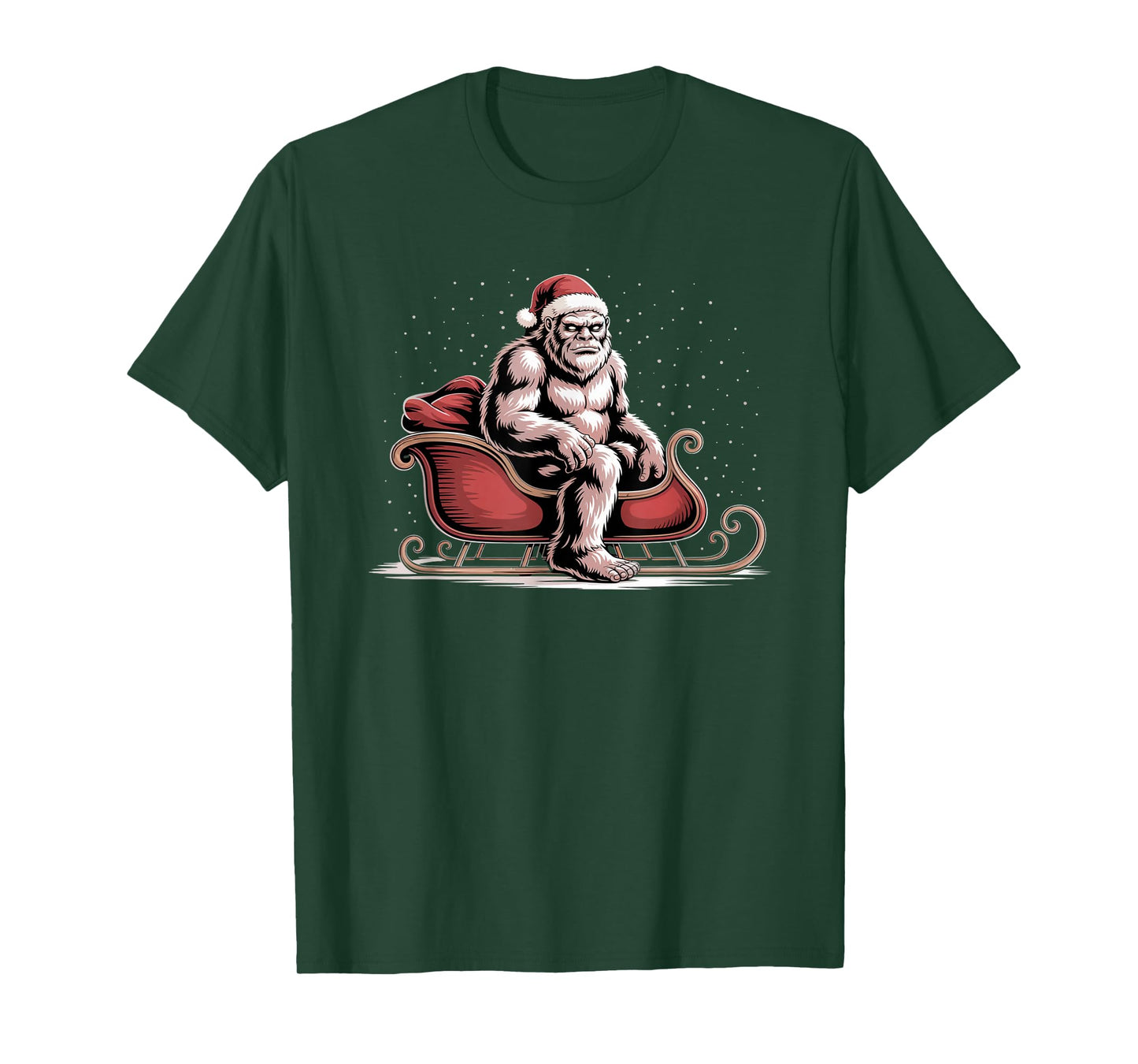 Fife Life Bigfoot Sasquatch in Santa's Sleigh Christmas T-Shirt