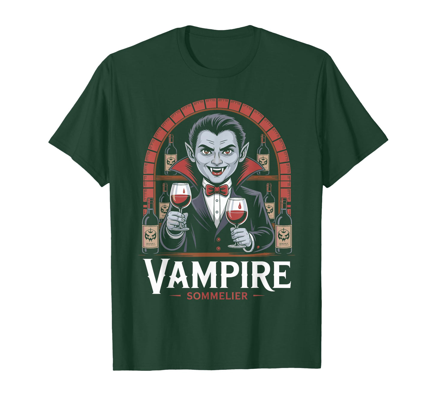 Vampire Sommelier Wine Lover Halloween Spooky Drink T-Shirt