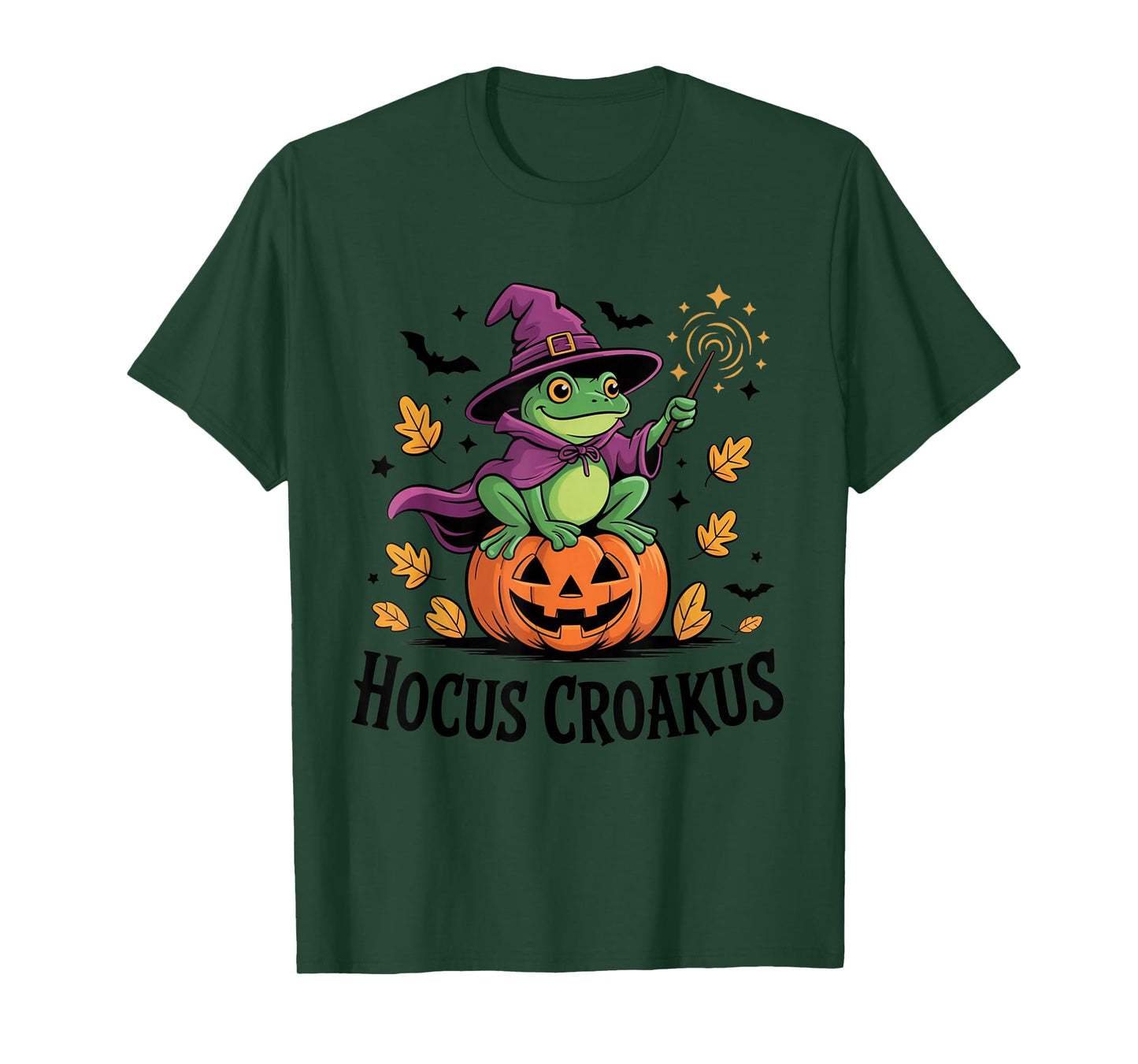 Hocus Croakus Pumpkin Wizard Frog Funny Halloween Witch T-Shirt