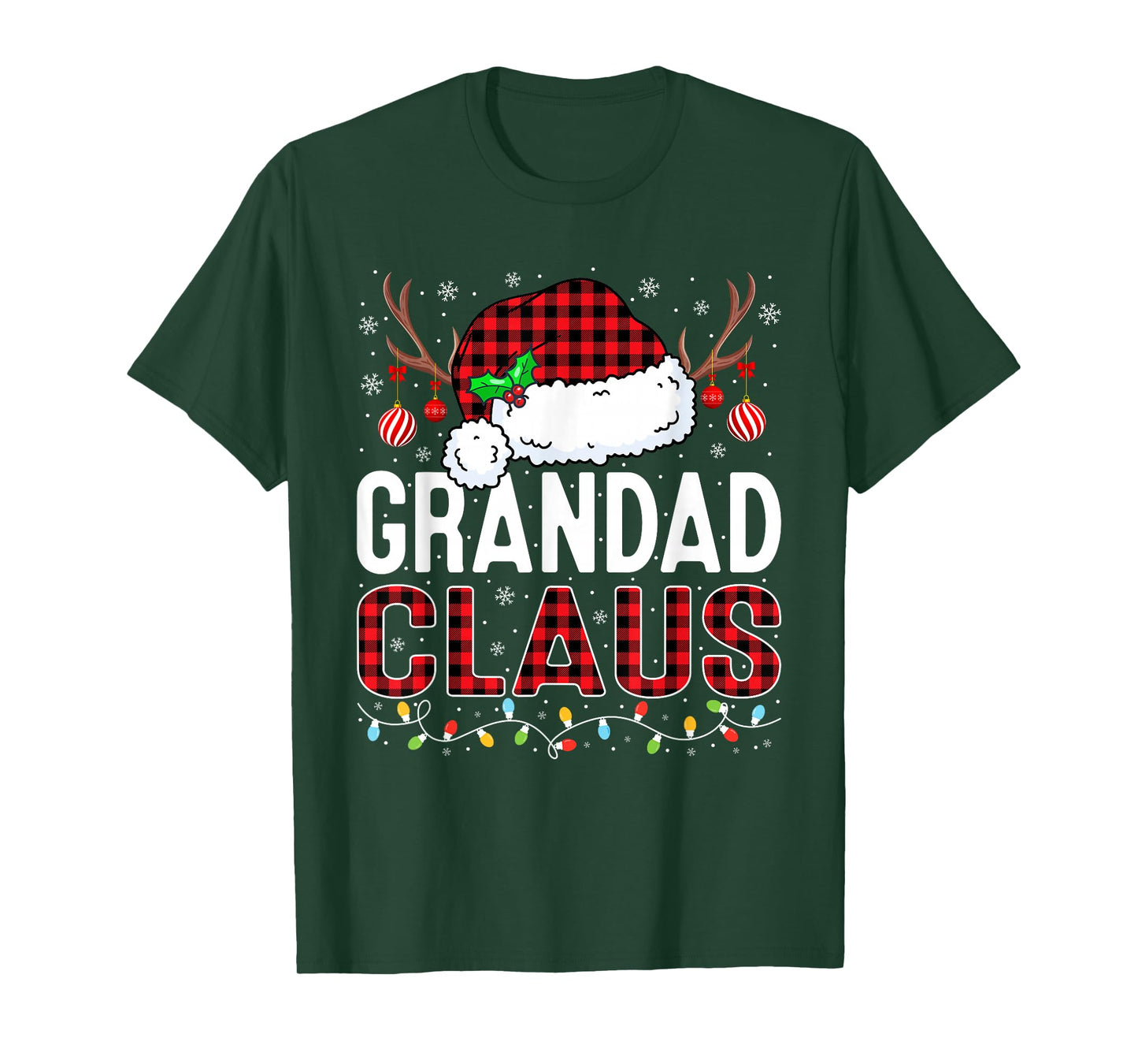 Christmas Lights Grandad Claus Family Matching Xmas Pajama T-Shirt