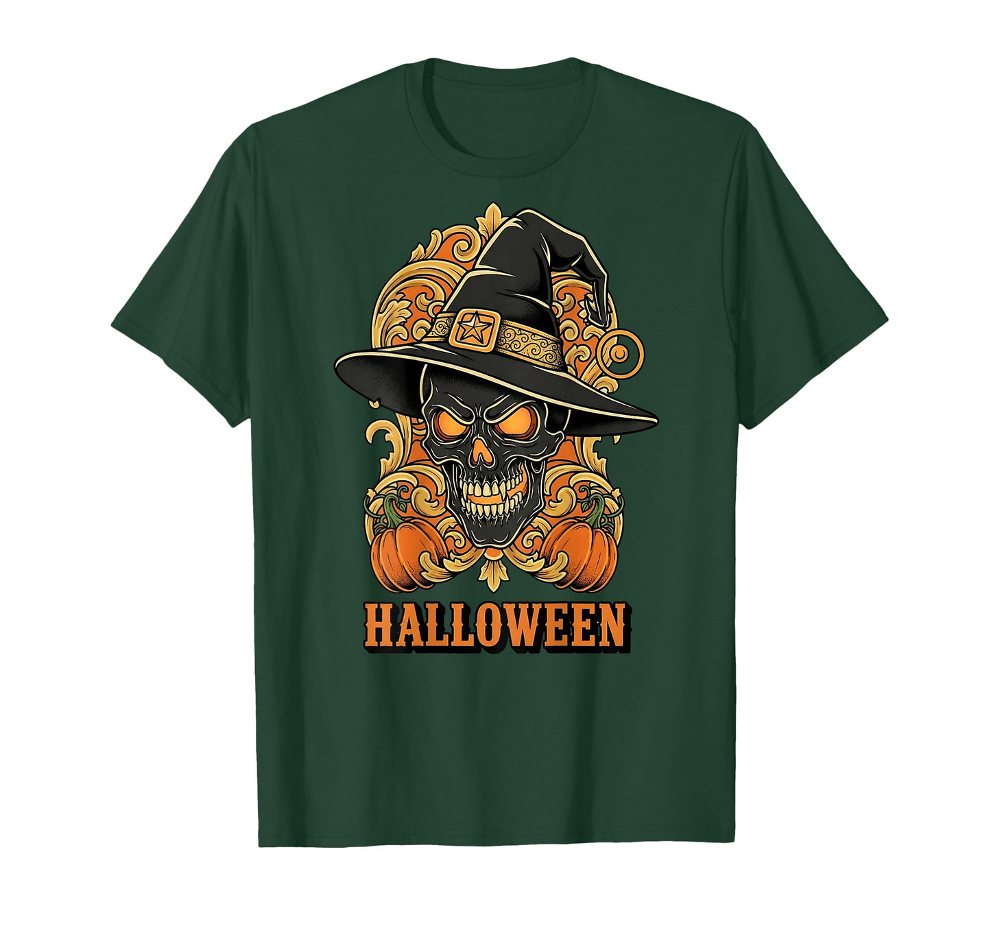 Spooky Skull Witch Hat Halloween Horror Scary for Men T-Shirt