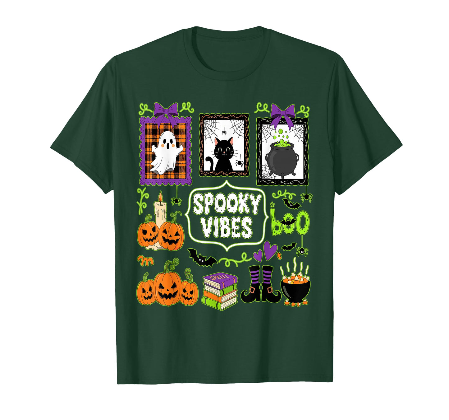 Spooky Vibes Halloween Coquette Jack O'Lantern Boo Crew T-Shirt