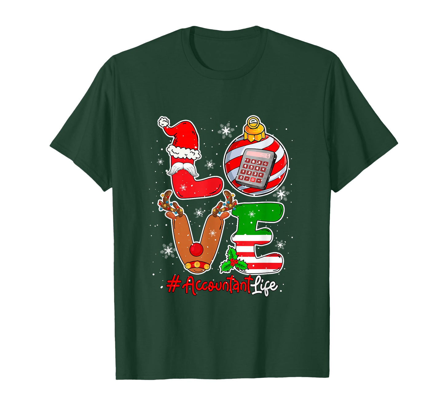 Love Accountant Christmas Santa Reindeer Costume Job Team T-Shirt