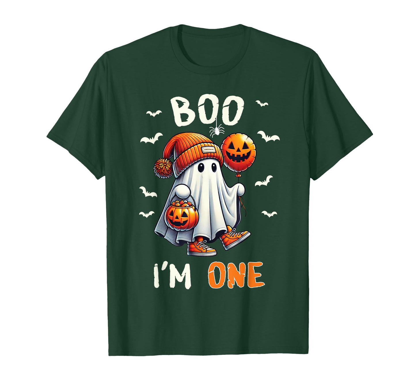 Boo I'm One Ghost 1st Birthday Halloween Boy Kids Groovy T-Shirt