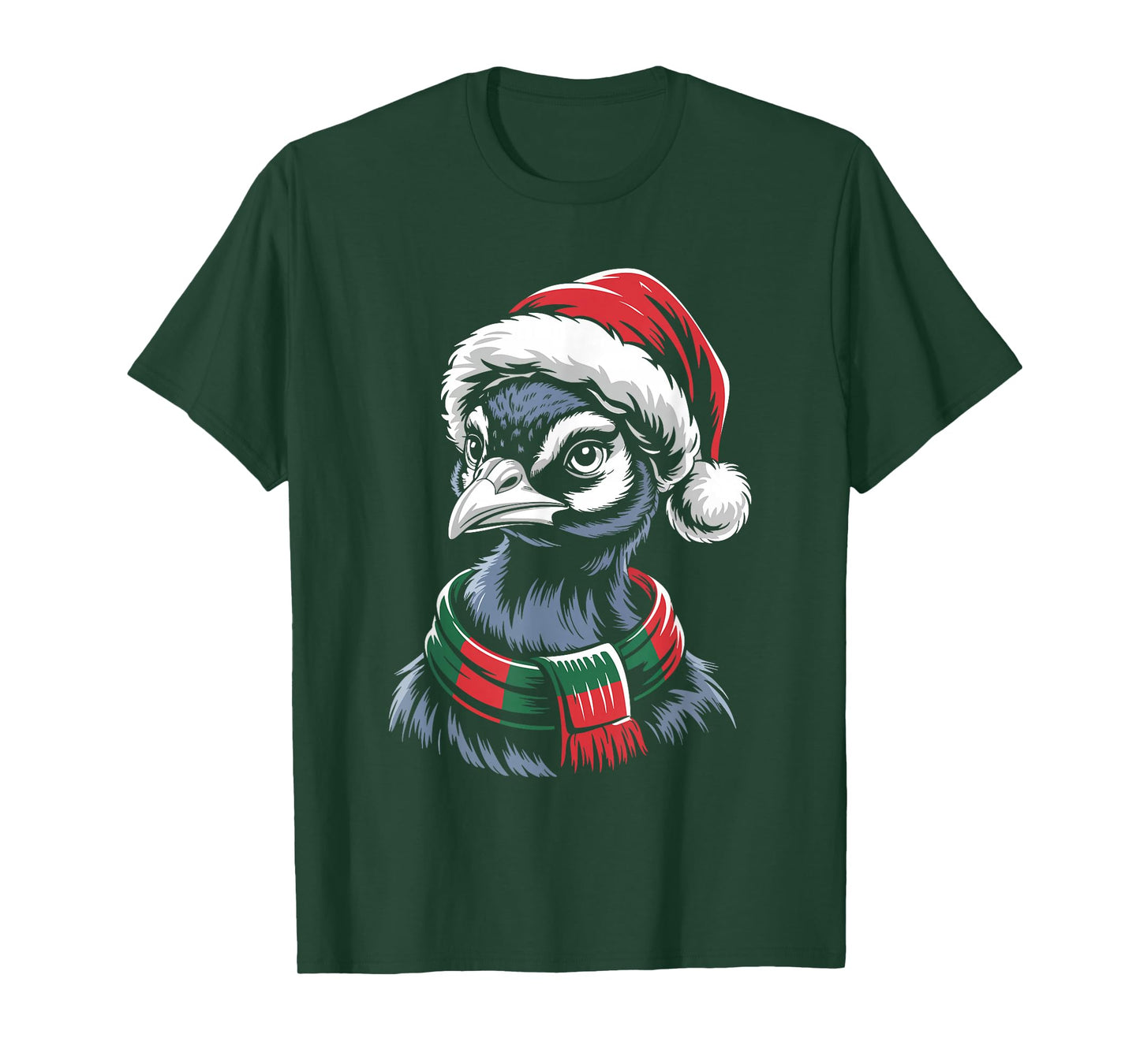 Peacock Xmas Santa Hat Scarf Christmas Costume T-Shirt