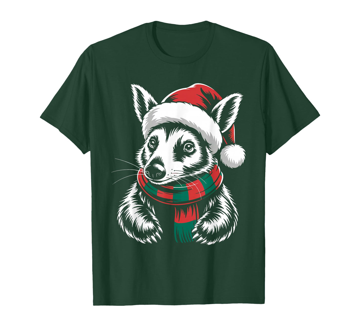 Aardvark Xmas Santa Hat Scarf Christmas Costume T-Shirt