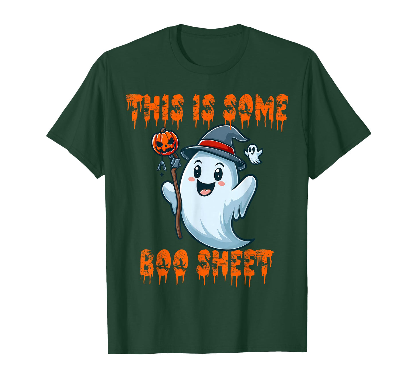 Funny Halloween Ghost Crew Orange Pumpkin Party for Kids T-Shirt