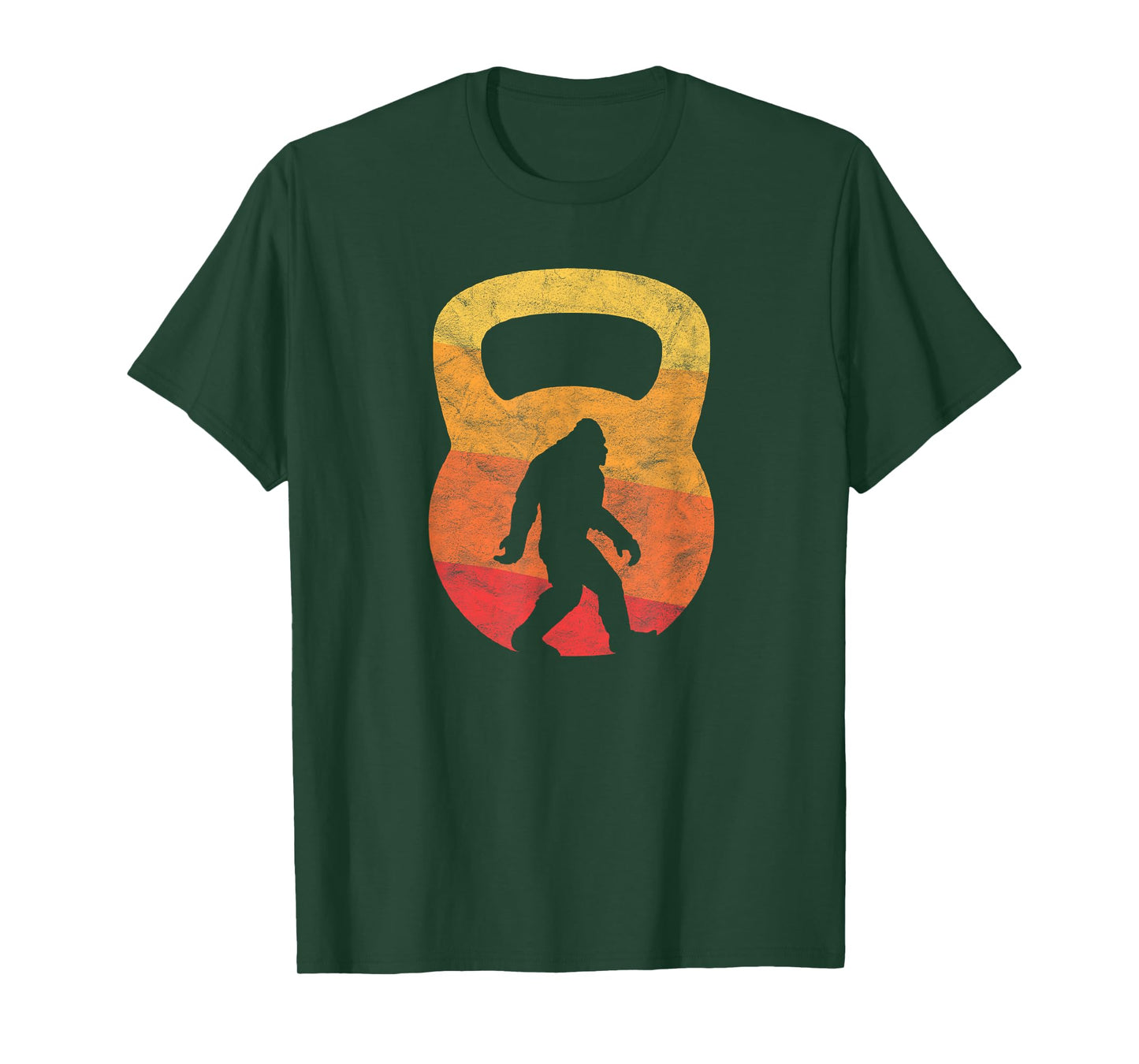 Retro Bigfoot Silhouette Funny Kettlebell T-Shirt T-Shirt
