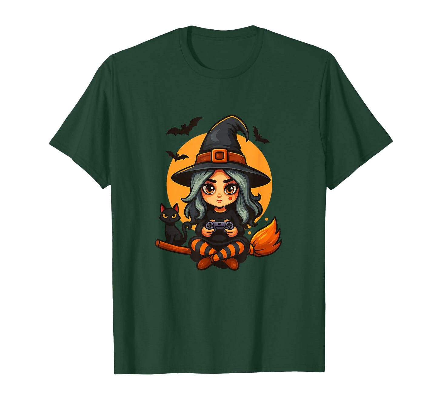 Funny Halloween Shirt Women Girl Gamer Gaming Witch T-Shirt