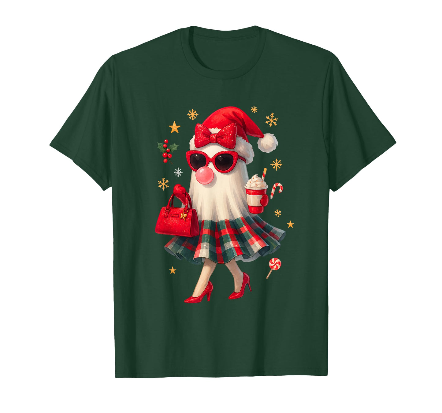 Retro Santa Girl Christmas Cute Xmas Boojee Women T-Shirt