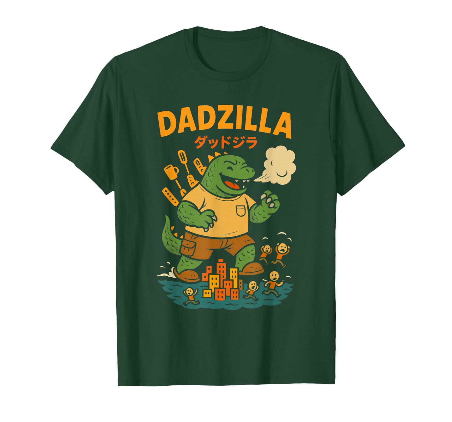 Dadzilla Funny Cartoon Gift for Dad Retro Vintage T-Shirt