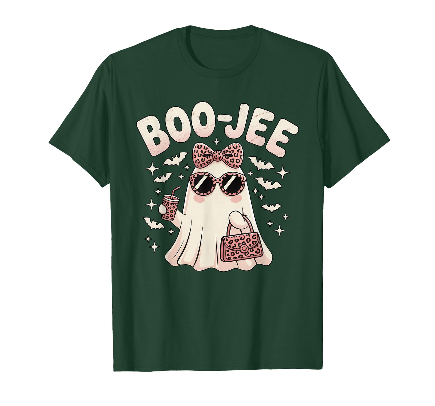 Coquette Leopard Ghost Coffee Boo-JEE Halloween Boujee Ghost T-Shirt