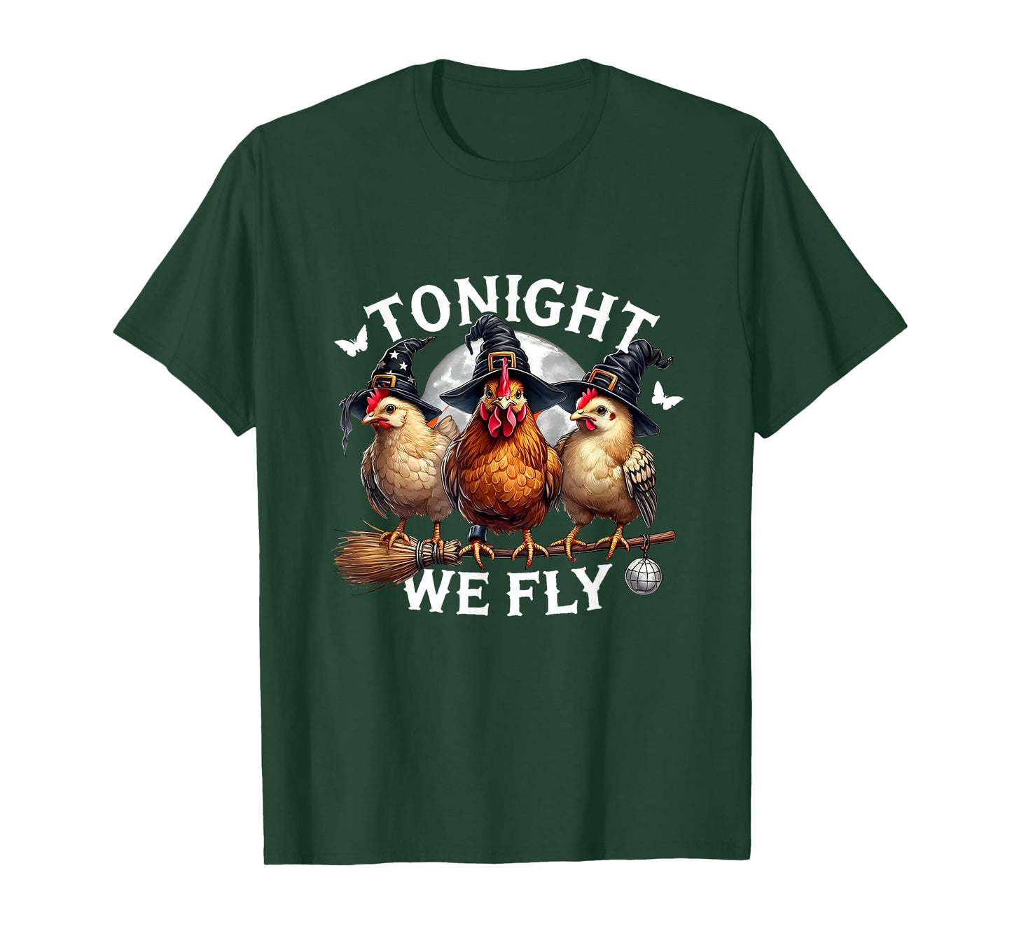 Tonight We Fly Chicken Funny Halloween Spooky Chicken Witch T-Shirt