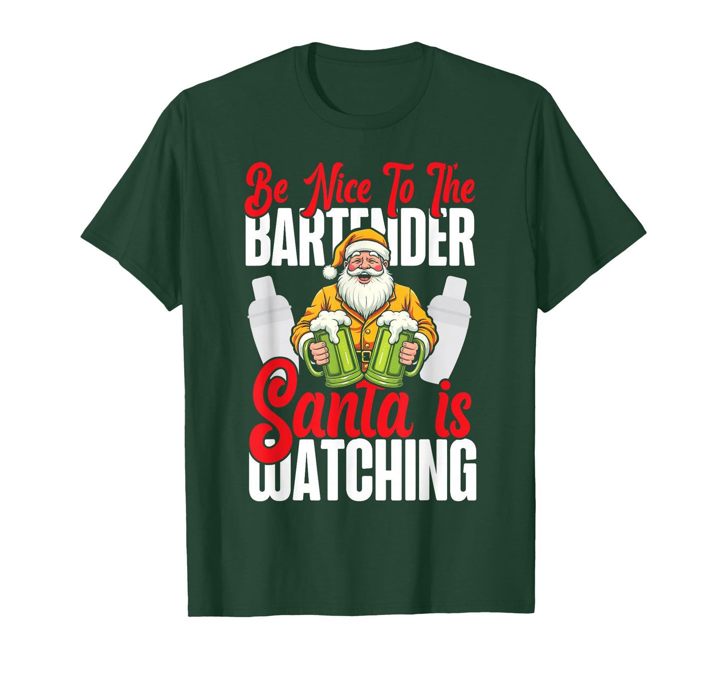 Bartender Mixologist Christmas Be Nice to The Bartender T-Shirt