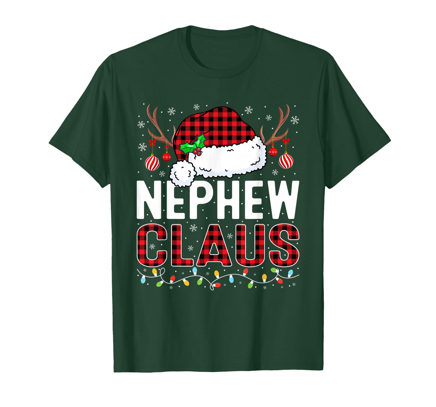Christmas Lights Nephew Claus Family Matching Xmas Pajama T-Shirt