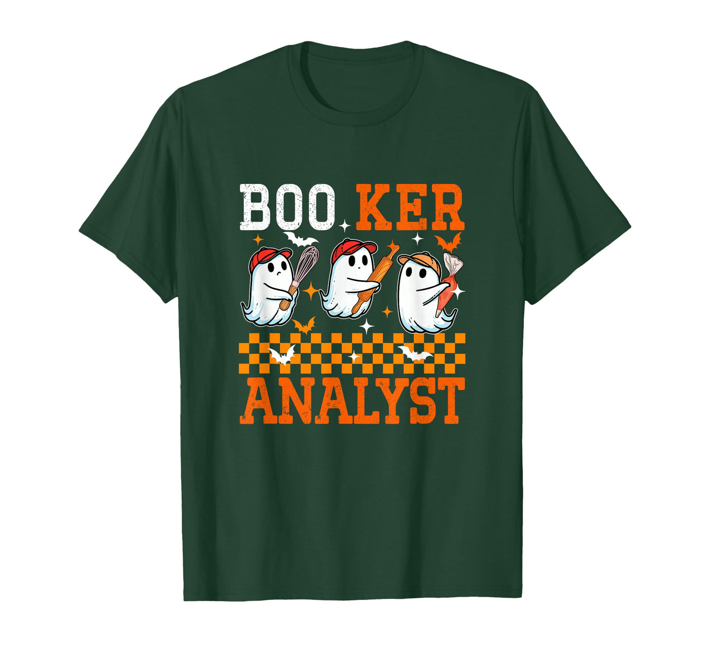 Boo Ker Analyst Halloween Baker Job Three Cute Boos Baking T-Shirt