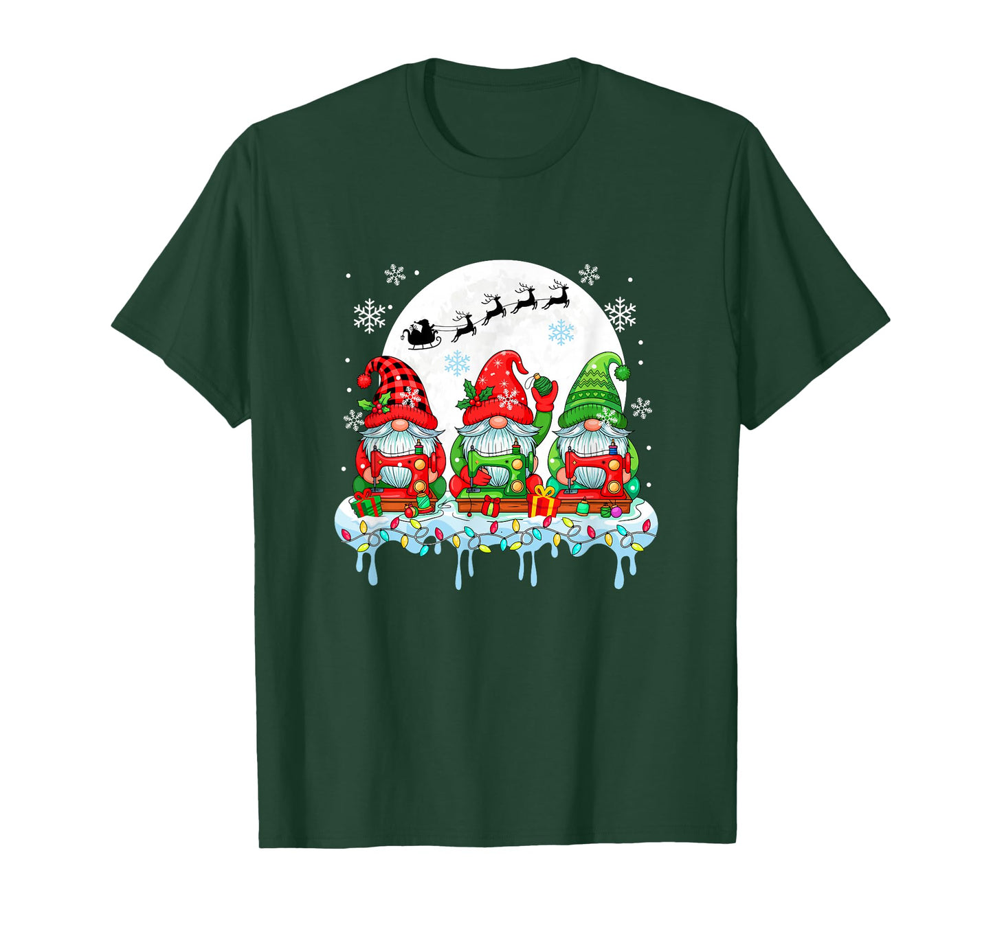 Three Colorful Gnomes with Sewing Tools Christmas Tailor T-Shirt