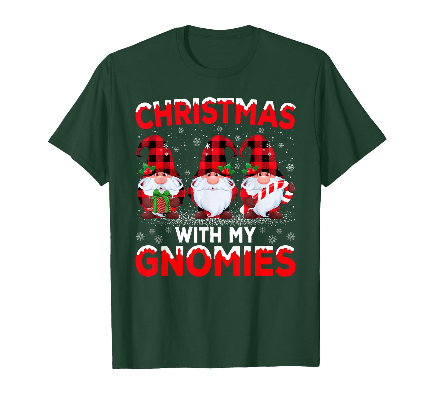 Matching Family Buffalo Plaid Gnome Christmas Pajamas T-Shirt