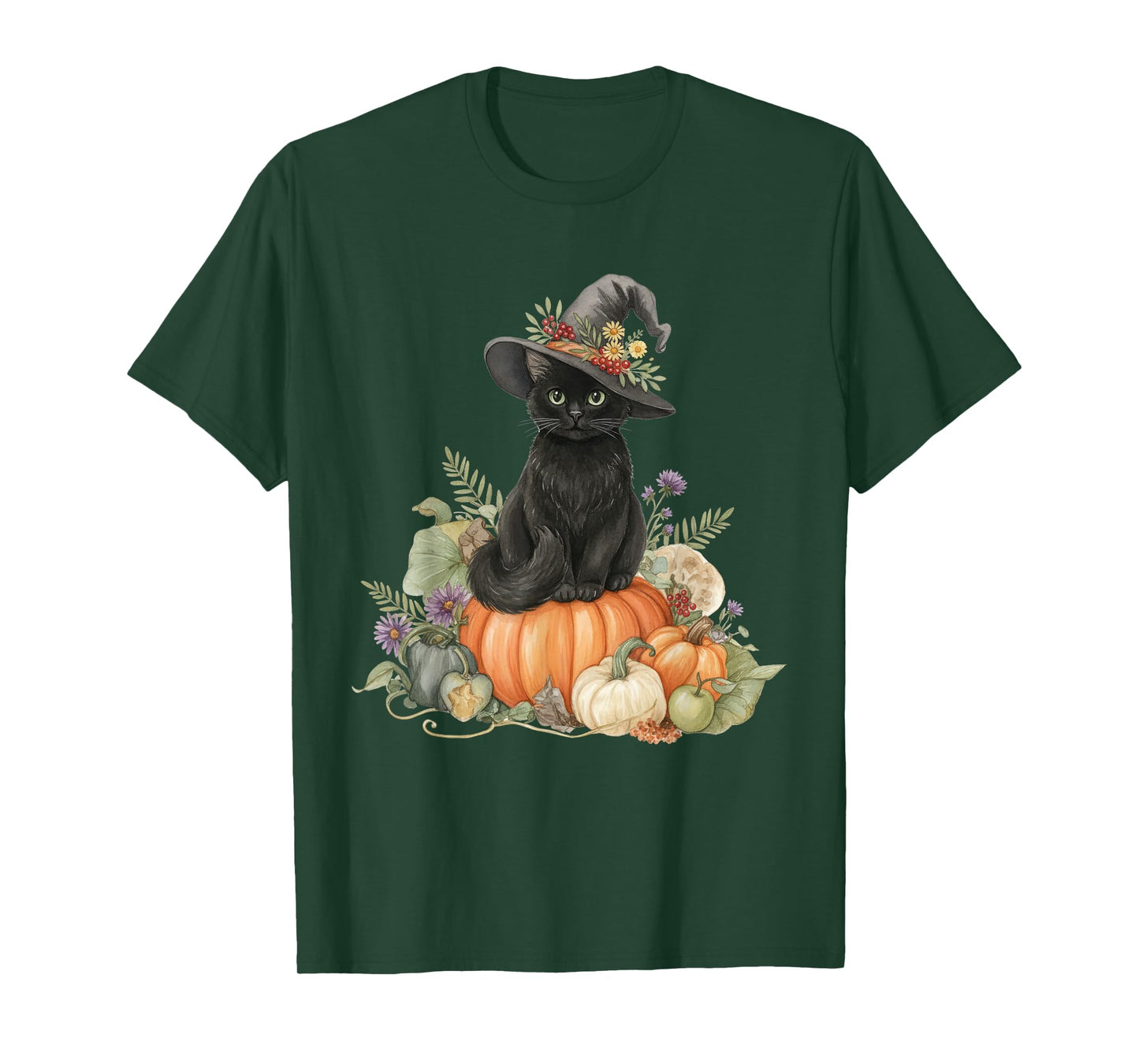 Retro Black Cat Groovy Pumpkin Halloween Cat Lovers T-Shirt