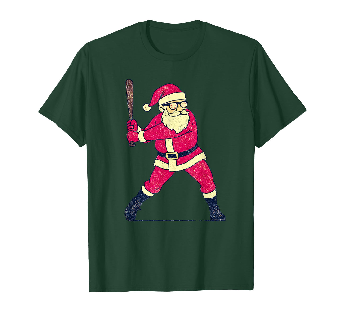 Santa Claus Playing Baseball Xmas Holiday Funny Christmas T-Shirt