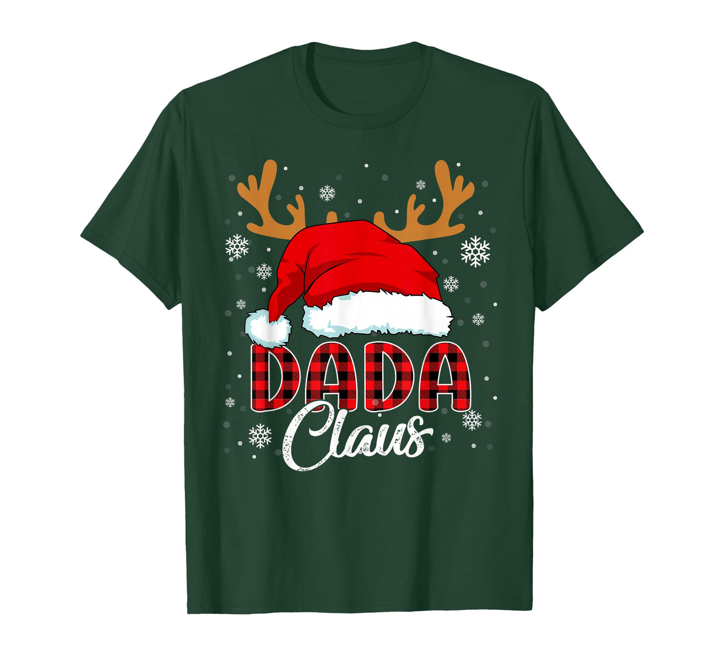 Dada Claus Santa Hat Christmas Red Plaid Matching Family T-Shirt